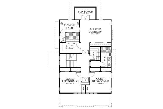 Floor Plan - Upper Floor for Craftsman House Plan #426-8 - 4 bed, 3.5 bath
