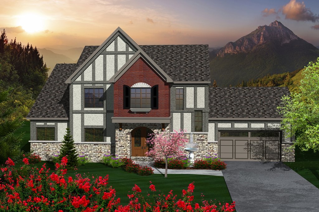 Tudor Style House Plan Beds Baths 2393 Sq/Ft Plan #70-1139