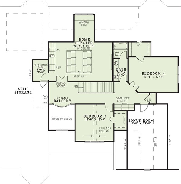 House Design - Country Floor Plan - Upper Floor Plan #17-3283