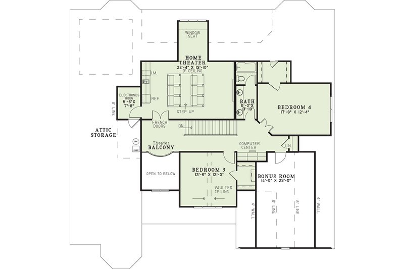 Home Plan - Floor Plan - Upper Floor for Country House Plan #17-3283 - 4 bed, 3 bath