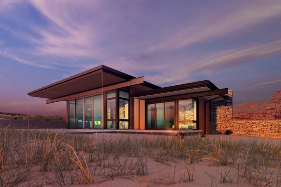 Exterior - Rear Elevation for Modern House Plan #498-7 - 2 bed, 2 bath