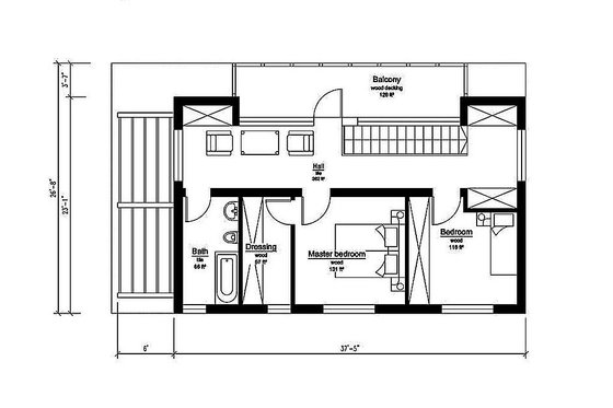 Floor Plan - Upper Floor for Modern House Plan #549-2 - 3 bed, 2 bath