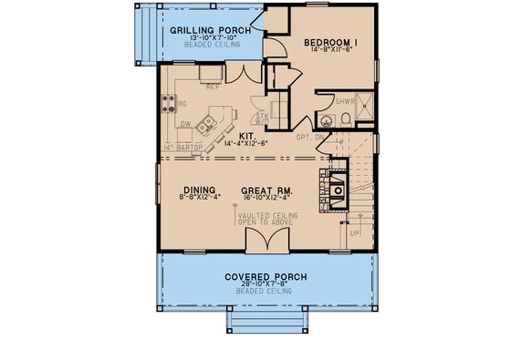 Floor Plan - Main Floor for Country House Plan #923-219 - 1 bed, 2 bath