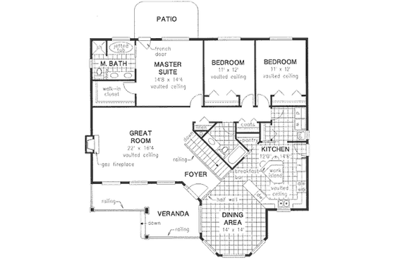 Floor Plan - Main Floor for Country House Plan #18-4517 - 3 bed, 2 bath