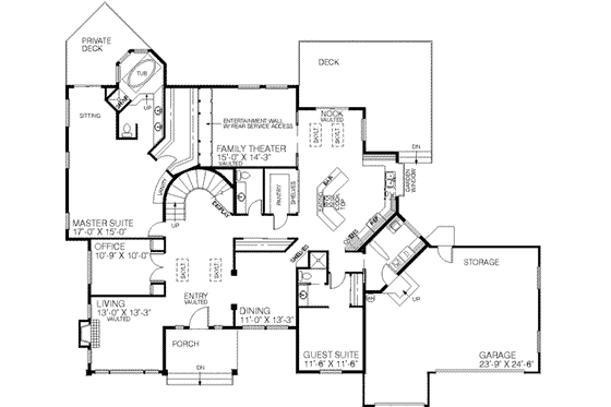 Floor Plan - Main Floor for Tudor House Plan #60-208 - 6 bed, 3.5 bath