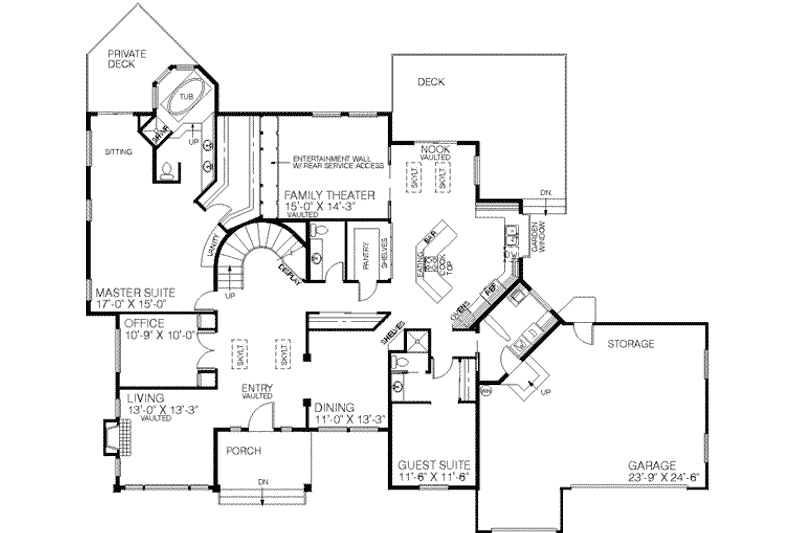 Home Plan - Floor Plan - Main Floor for Tudor House Plan #60-208 - 6 bed, 3.5 bath