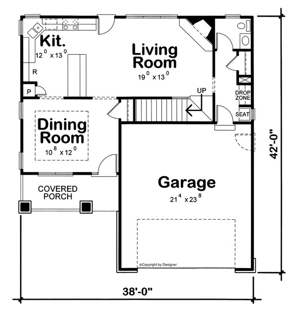 Home Plan - Floor Plan - Main Floor for Bungalow House Plan #20-1780 - 3 bed, 3 bath