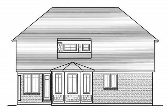 Exterior - Rear Elevation for European House Plan #46-487 - 4 bed, 2.5 bath