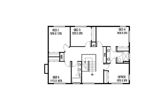 Floor Plan - Upper Floor for Traditional House Plan #60-252 - 7 bed, 4 bath