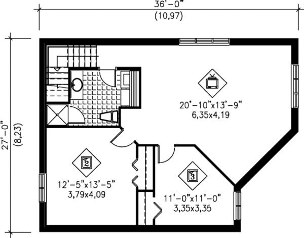 Modern Floor Plan - Lower Floor Plan #25-4256