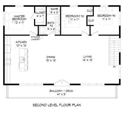 Floor Plan - Upper Floor for Modern House Plan #932-410 - 3 bed, 2 bath