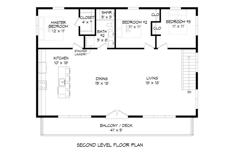 Home Plan - Floor Plan - Upper Floor for Modern House Plan #932-410 - 3 bed, 2 bath