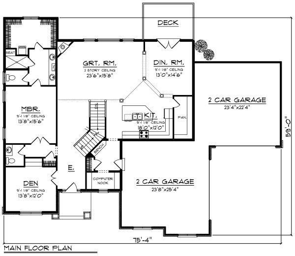 Craftsman Floor Plan - Main Floor Plan #70-1289