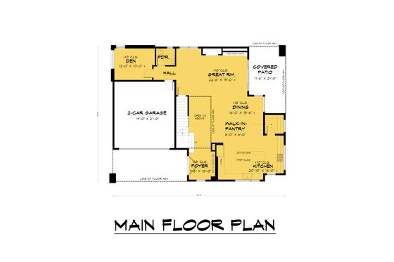 Floor Plan - Main Floor for Contemporary House Plan #1066-235 - 4 bed, 3.5 bath