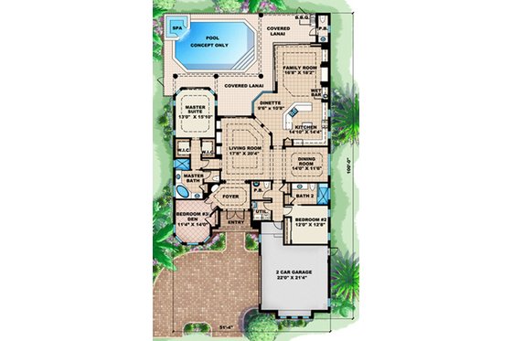 Floor Plan - Main Floor for European House Plan #27-417 - 3 bed, 2.5 bath