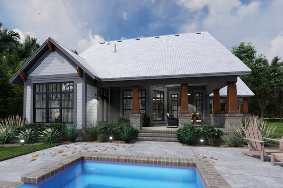 Exterior - Rear Elevation 1 for Bungalow House Plan #120-279 - 3 bed, 2 bath