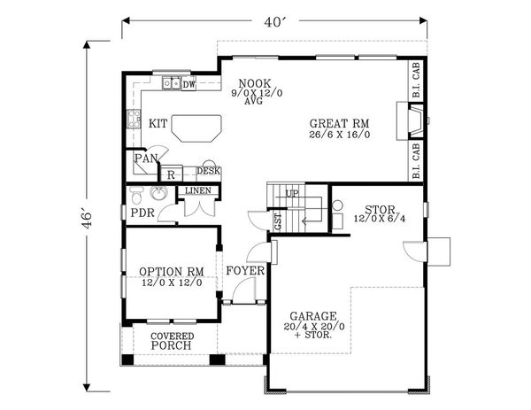 Craftsman Floor Plan - Main Floor Plan #53-551