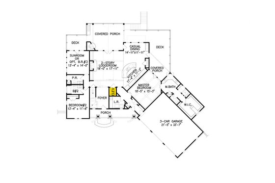 Floor Plan - Main Floor for Ranch House Plan #54-481 - 4 bed, 3.5 bath