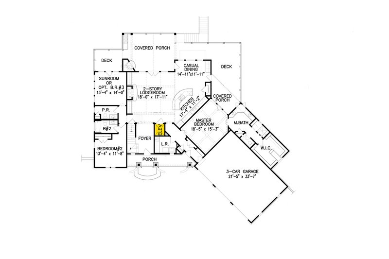 House Plan Design - Floor Plan - Main Floor for Ranch House Plan #54-481 - 4 bed, 3.5 bath