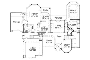 Floor Plan - Main Floor for Traditional House Plan #411-160 - 5 bed, 5.5 bath