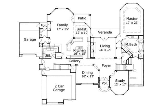 Floor Plan - Main Floor for Traditional House Plan #411-160 - 5 bed, 5.5 bath