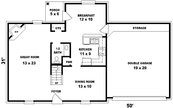 Colonial Floor Plan - Main Floor Plan #81-657