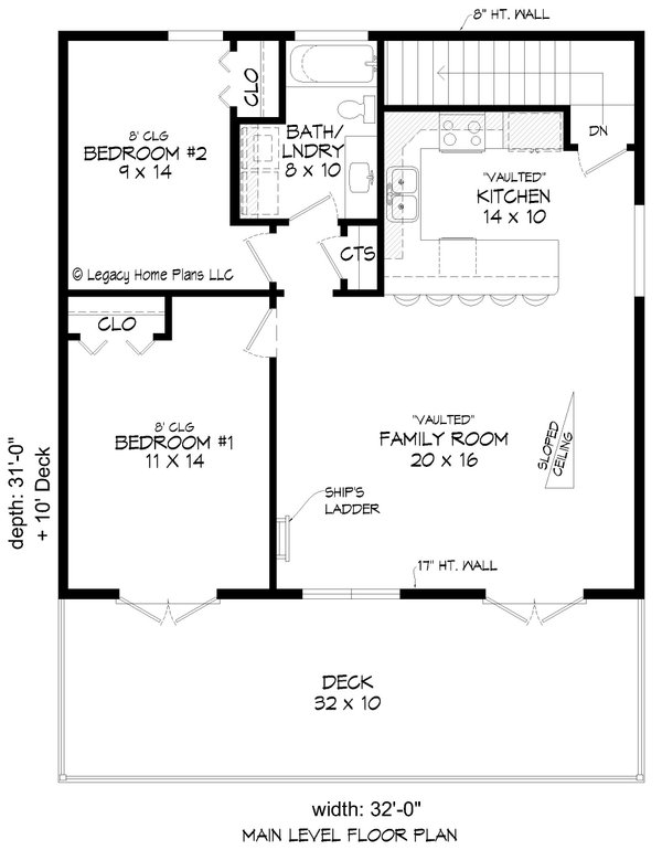 Beach Floor Plan - Main Floor Plan #932-911