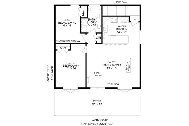 Architectural House Design - Floor Plan - Main Floor for Beach House Plan #932-911 - 2 bed, 1 bath