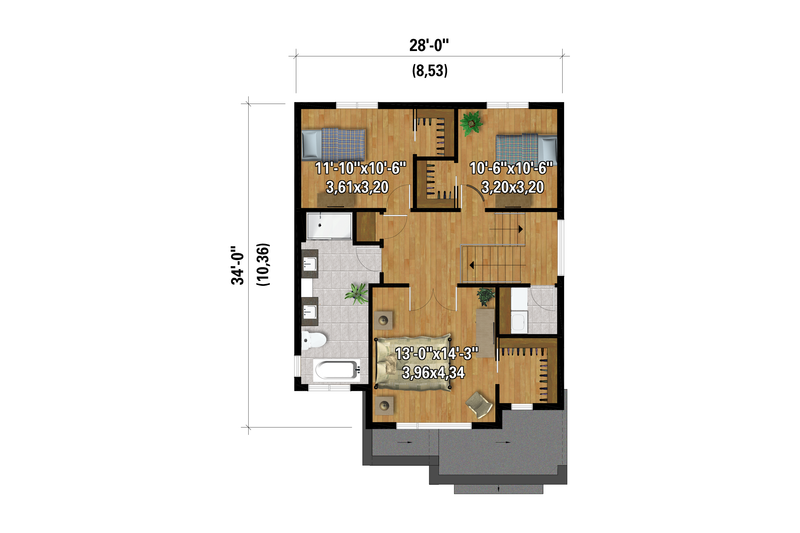House Blueprint - Floor Plan - Upper Floor for Farmhouse House Plan #25-4977 - 3 bed, 1 bath