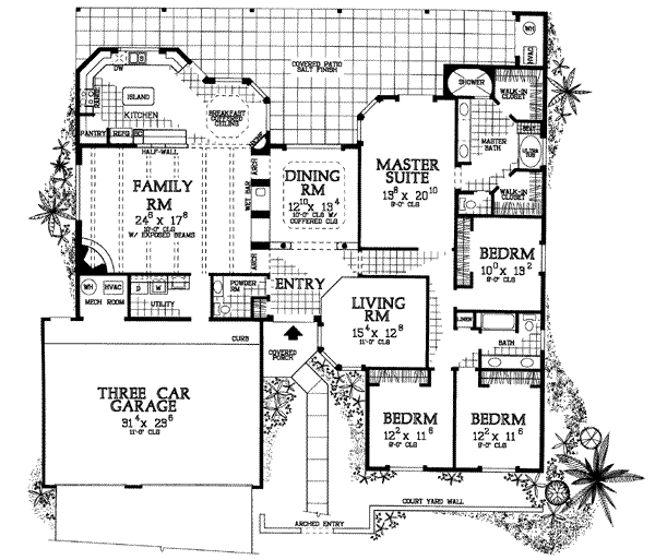 House Plan Design - Adobe / Southwestern Floor Plan - Main Floor Plan #72-332