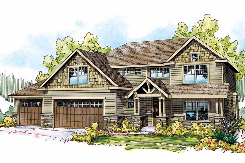 House Plan Design - Craftsman style home, elevation