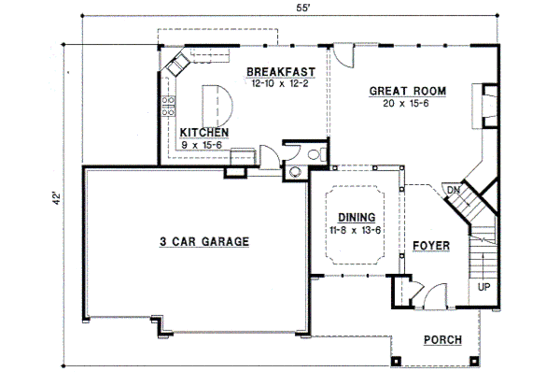 Floor Plan - Main Floor for Traditional House Plan #67-195 - 4 bed, 4 bath