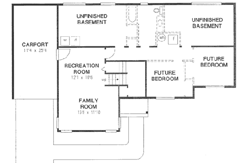 House Plan Design - Floor Plan - Lower Floor for Bungalow House Plan #18-9004 - 3 bed, 2 bath
