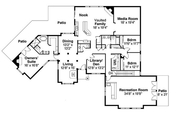 Floor Plan - Main Floor for European House Plan #124-832 - 3 bed, 2.5 bath
