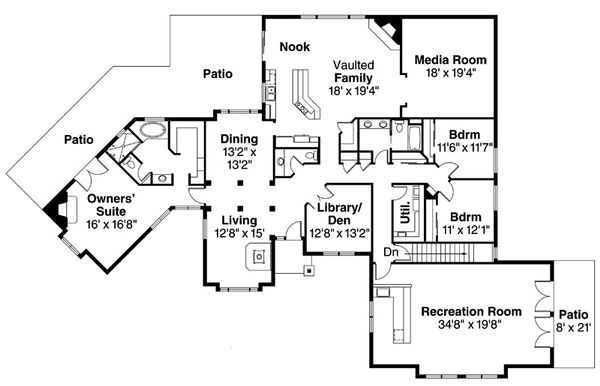 House Plan Design - European Floor Plan - Main Floor Plan #124-832
