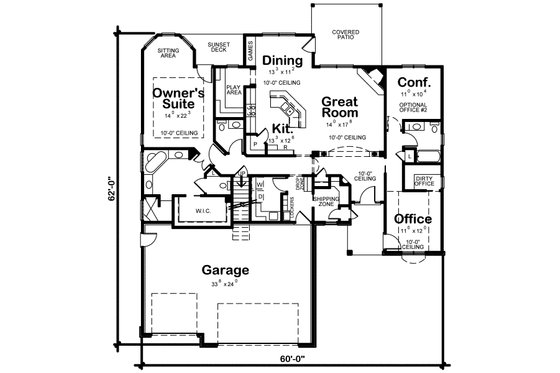 Floor Plan - Main Floor for Traditional House Plan #20-2307 - 1 bed, 2 bath