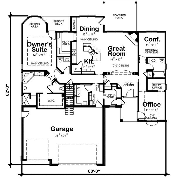 Dream House Plan - Traditional Floor Plan - Main Floor Plan #20-2307