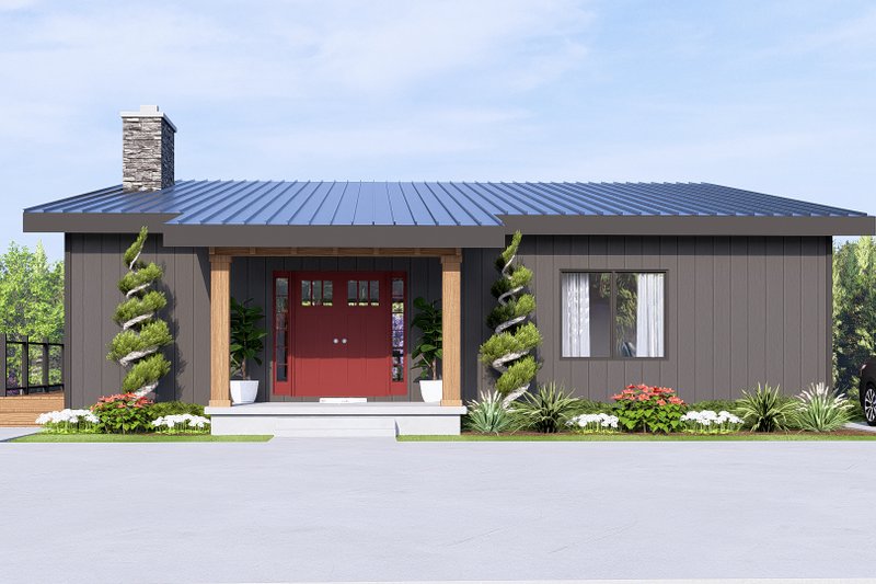 Home Plan - Exterior - Front Elevation 3 for Contemporary House Plan #1064-465 - 2 bed, 2.5 bath