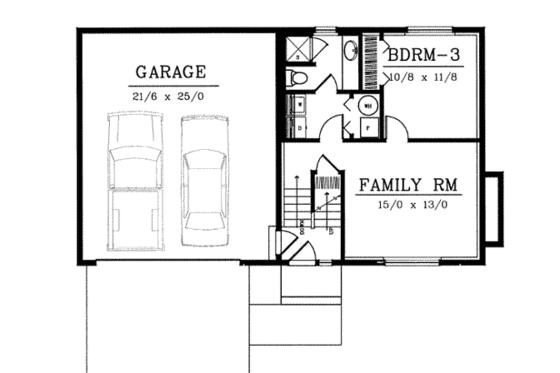 Floor Plan - Lower Floor for Traditional House Plan #96-308 - 2 bed, 2 bath