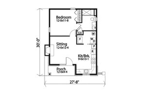 Floor Plan - Main Floor for Cottage House Plan #22-608 - 1 bed, 1 bath