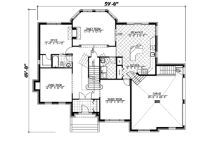 Floor Plan - Main Floor for European House Plan #138-235 - 4 bed, 3 bath
