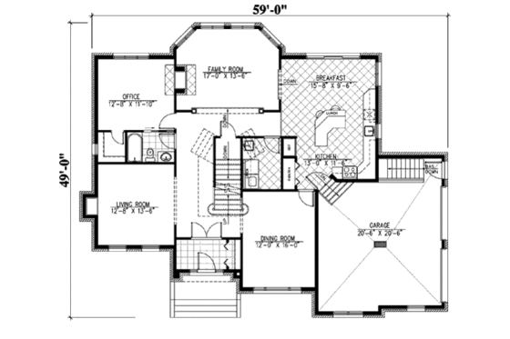 Floor Plan - Main Floor for European House Plan #138-235 - 4 bed, 3 bath