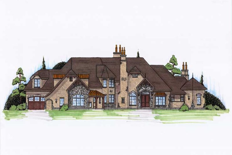 European Style House Plan - 6 Beds 7 Baths 5683 Sq/Ft Plan #5-449