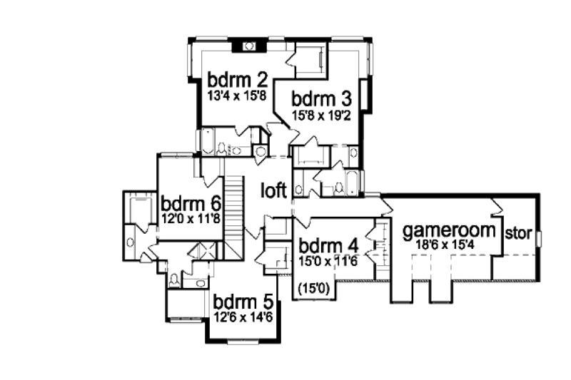 Home Plan - Floor Plan - Upper Floor for Country House Plan #84-437 - 6 bed, 4.5 bath