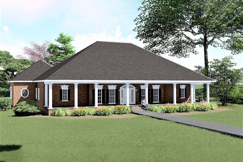 Architectural House Design - Southern Exterior - Front Elevation Plan #44-128