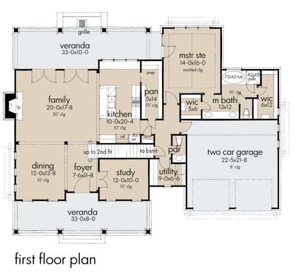 Architectural House Design - Southern Floor Plan - Main Floor Plan #120-260