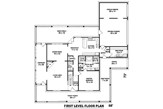 Floor Plan - Main Floor for Country House Plan #81-1493 - 3 bed, 2.5 bath