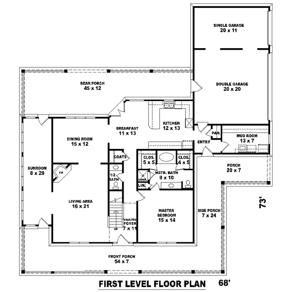 Country Floor Plan - Main Floor Plan #81-1493