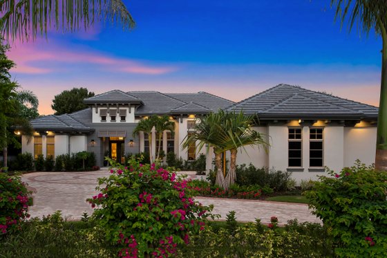 Exterior - Front Elevation 3 for Mediterranean House Plan #27-553 - 4 bed, 4 bath