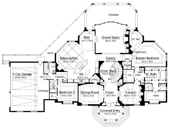 House Blueprint - European Floor Plan - Main Floor Plan #119-196